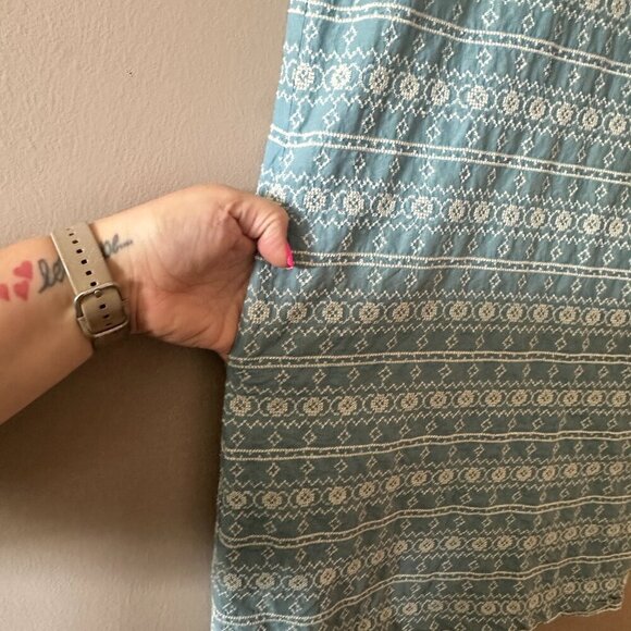 Women's XXS Madewell Blue Embroidered Tie-Sleeve Dress Mini Summer Dress - Picture 8 of 11